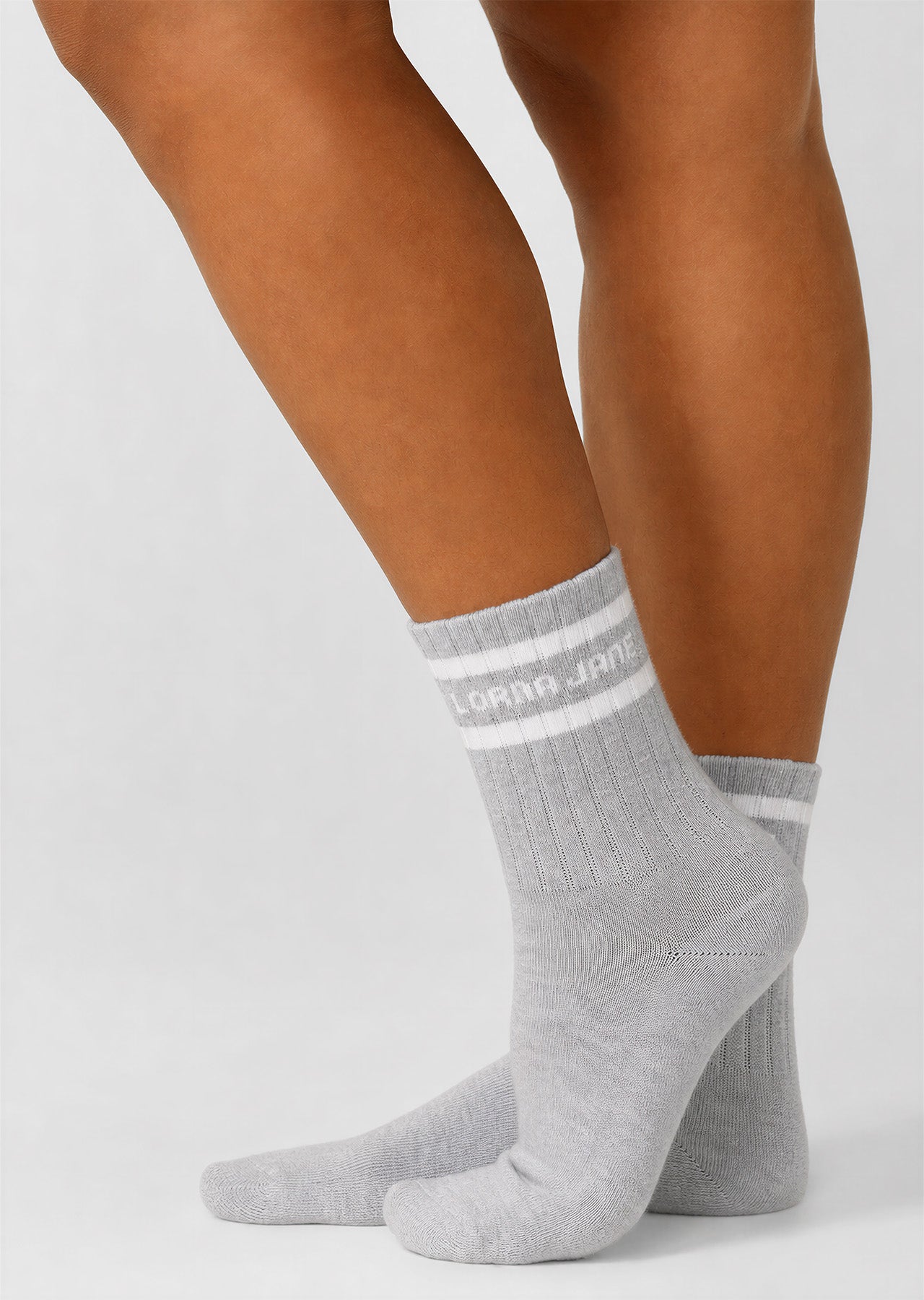 Lorna Jane Sporty Crew Socks - Grey Marl & Porcelain