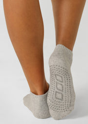 Lorna Jane 2PK Icon Pilates Grip Socks - Grey Marl/White