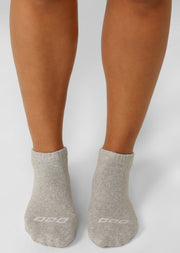 Lorna Jane 2PK Icon Pilates Grip Socks - Grey Marl/White