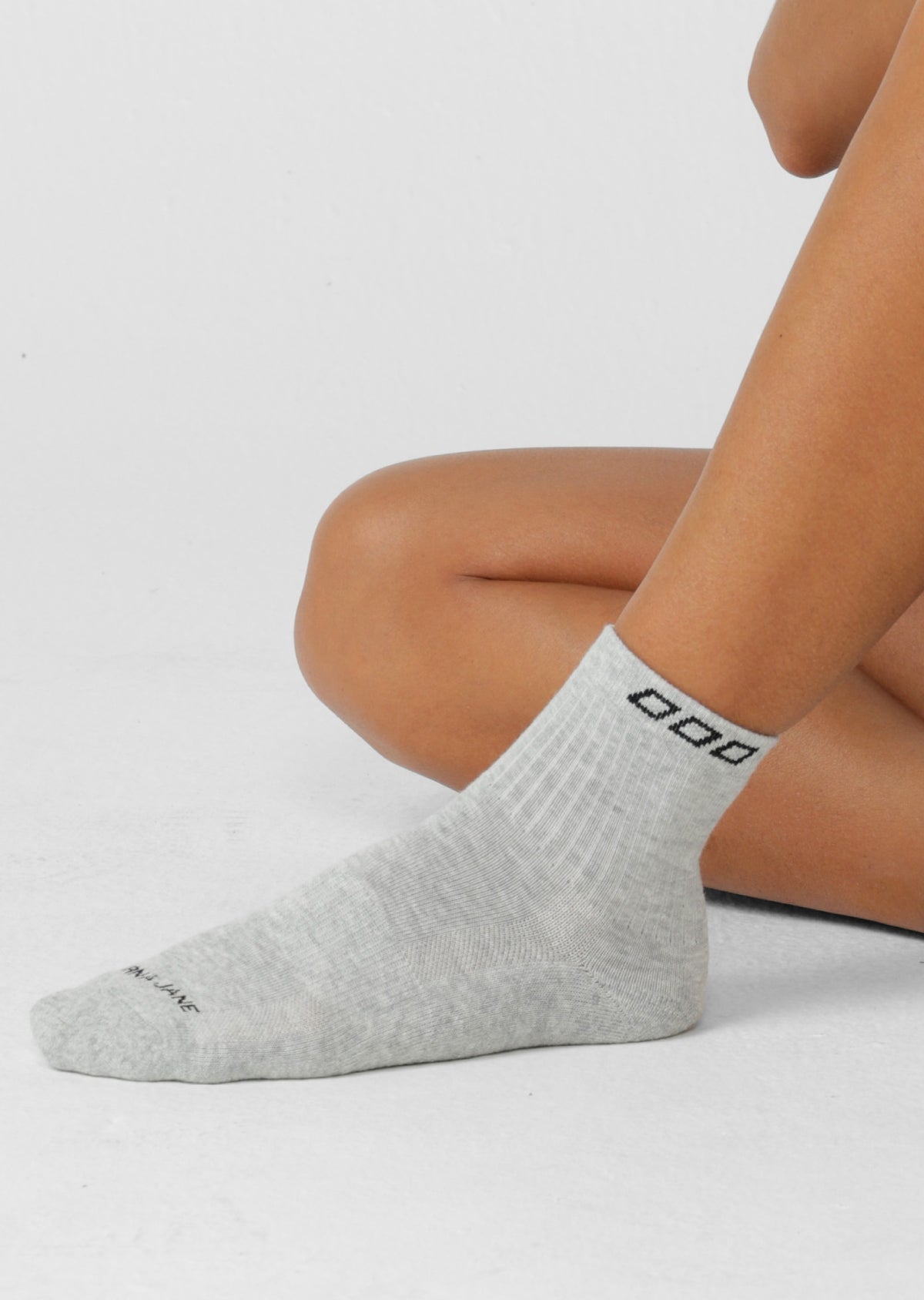 Lorna Jane LJ Quarter Crew Socks - Grey Marl & Black
