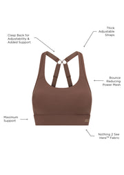 Lorna Jane Amy Maximum Support Sports Bra - Chocolate