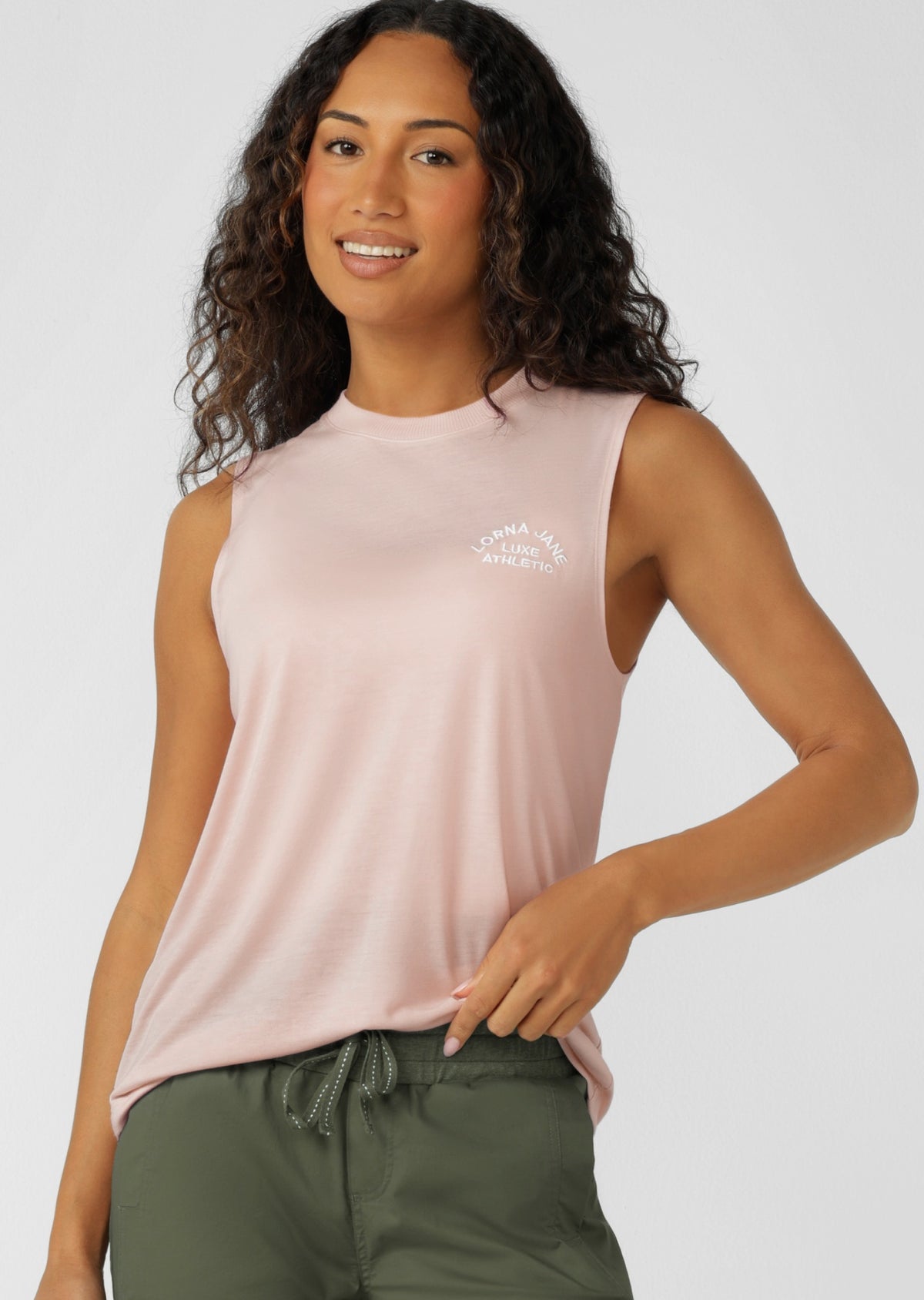 Lorna Jane Lotus Muscle Tank - Enchanted Pink