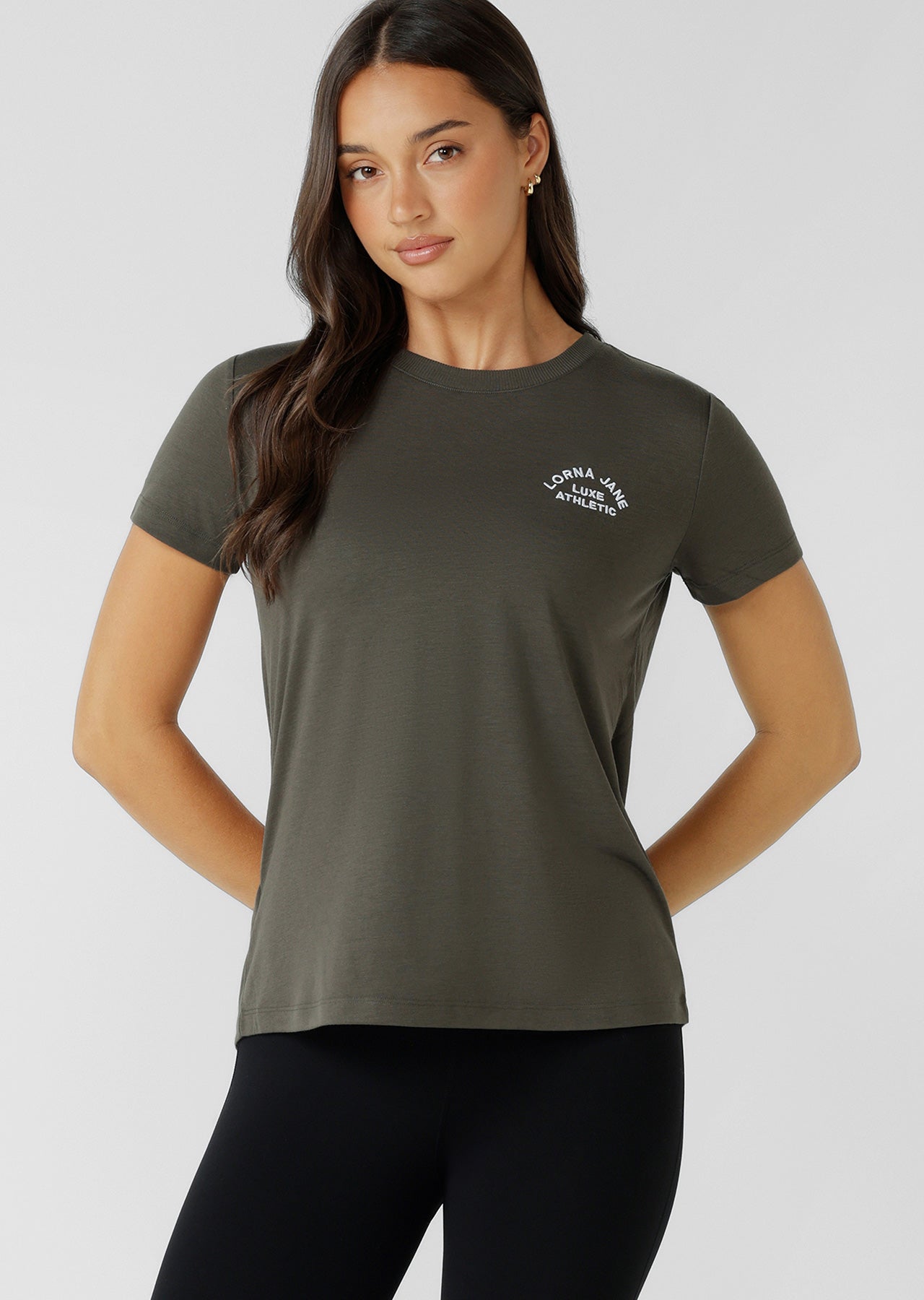 Lorna Jane Lotus T-Shirt - Dark Khaki Haze