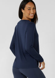 Lorna Jane Lotus Long Sleeve Top - Platinum Navy