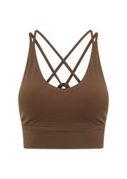 Lorna Jane Lotus Longline Sports Bra - Chocolate