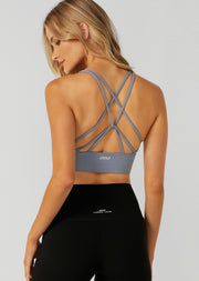 Lorna Jane Lotus Longline Sports Bra - Gravity Grey