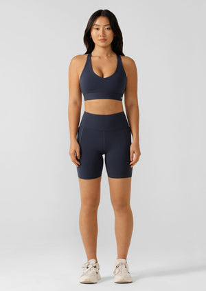 Lorna Jane Amy Phone Pocket Tech Bike Shorts - Platinum Navy