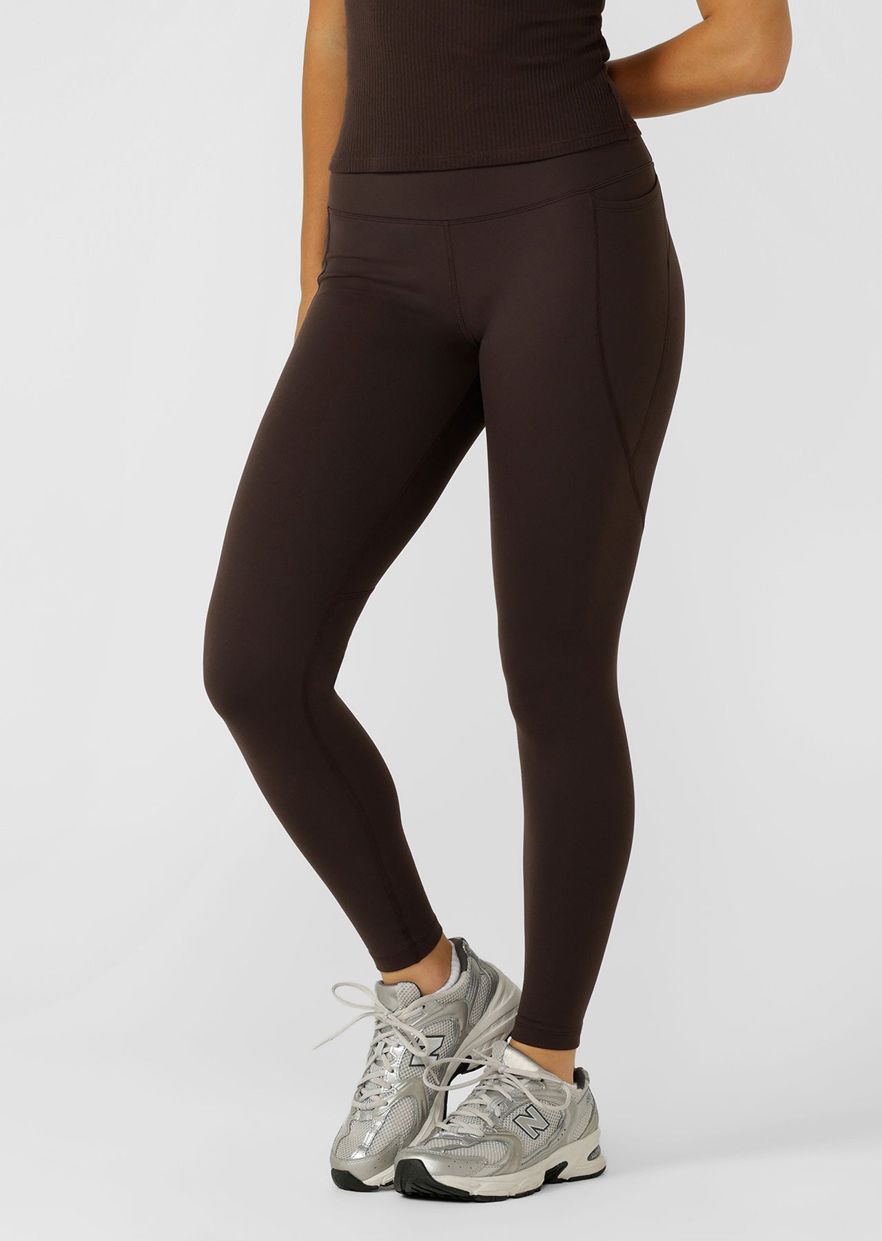 Lorna Jane Amy Thermal Phone Pocket Full Length Leggings - Volcano