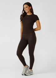 Lorna Jane Amy Thermal Phone Pocket Full Length Leggings - Volcano
