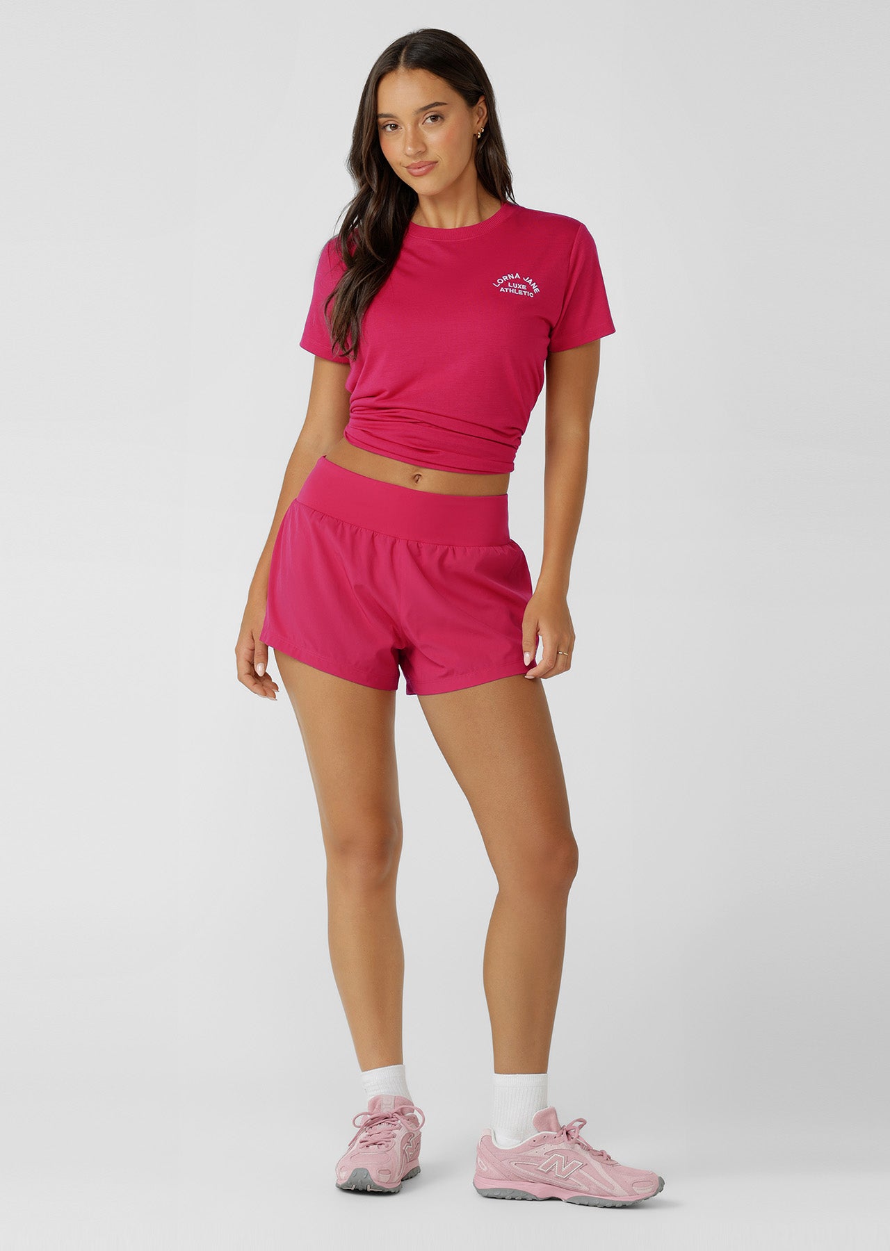 Lorna Jane Amy Stretch & Stride Pocket Run Shorts - Raspberry