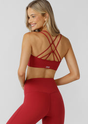Lorna Jane Lotus Cropped Sports Bra - Dark Red
