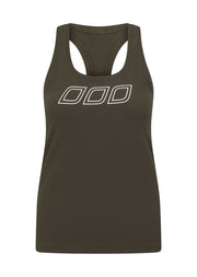 Lorna Jane Amy Fitted Active Rib Tank - Dark Khaki Haze