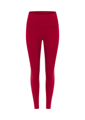 Lorna Jane Lotus No Chafe Phone Pocket Ankle Biter Leggings - Dark Red