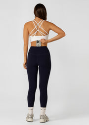 Lorna Jane Lotus No Chafe Phone Pocket Ankle Biter Leggings - French Navy
