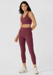 Lorna Jane Lotus No Chafe Phone Pocket Ankle Biter Leggings - Mulberry