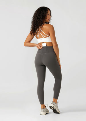 Lorna Jane Lotus No Chafe Phone Pocket Ankle Biter Leggings - Titanium