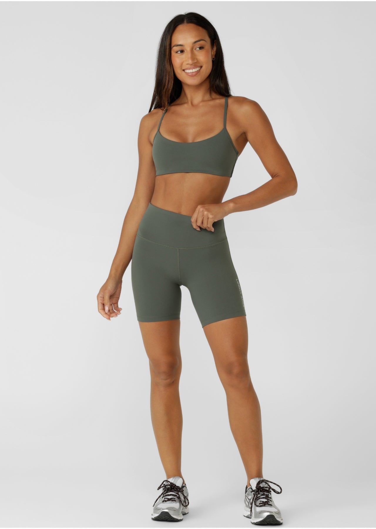 Lorna Jane Lotus No Chafe Phone Pocket 16cm Bike Shorts - Agave Green