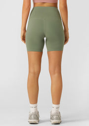 Lorna Jane Lotus No Chafe Phone Pocket 16cm Bike Shorts - Light Khaki