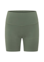 Lorna Jane Lotus No Chafe Phone Pocket 16cm Bike Shorts - Light Khaki