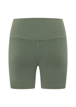 Lorna Jane Lotus No Chafe Phone Pocket 16cm Bike Shorts - Light Khaki