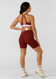 Lorna Jane Lotus No Chafe Phone Pocket 12cm Bike Shorts - Merlot