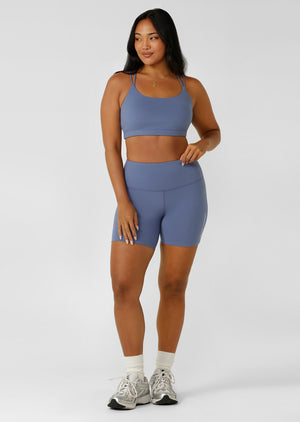 Lorna Jane Lotus No Chafe Phone Pocket 12cm Bike Shorts - Misty Blue