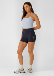 Lorna Jane Lotus No Chafe Phone Pocket 12cm Bike Shorts - Platinum Navy