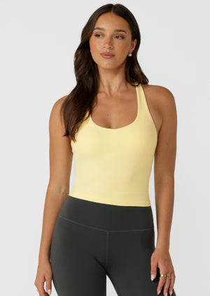 Lorna Jane Liberty Bra Tank Combo - Lemon Cream