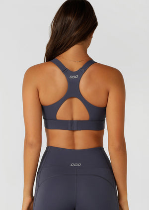 Lorna Jane Easy Zip On Max Support Sports Bra - Ash Blue