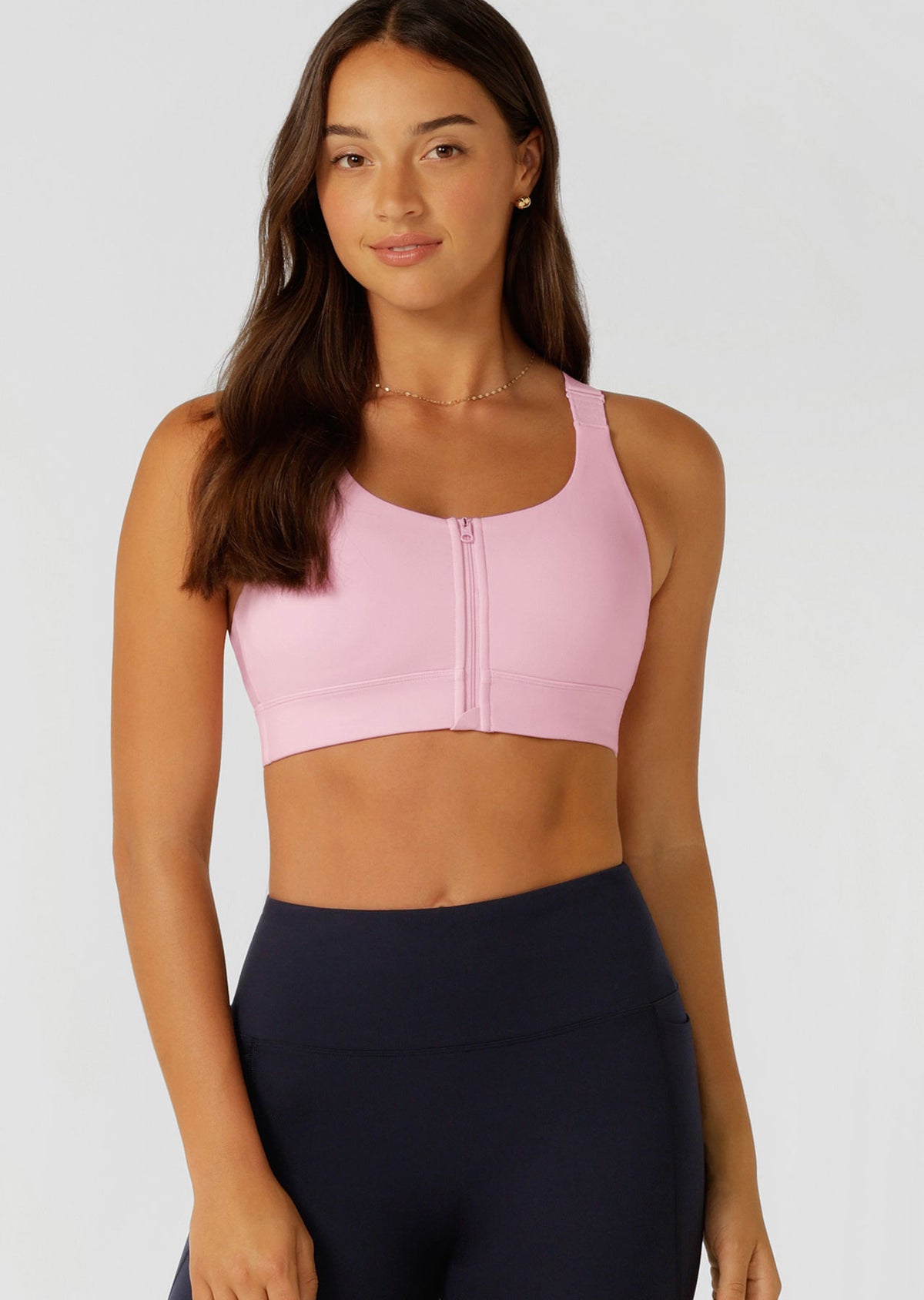 Lorna Jane Easy Zip On Max Support Sports Bra - Sweet Pink