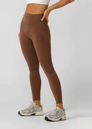 Lorna Jane Amy No Ride Phone Pocket Full Length Leggings - Chocolate