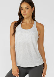 Lorna Jane Lotus Slouchy Tank - Light Grey Marl