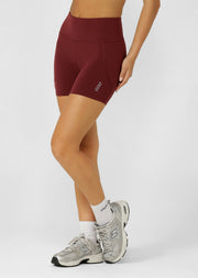 Lorna Jane Amy No Chafe Phone Pocket 14cm Bike Shorts - Cranberry