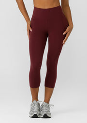 Lorna Jane Amy No Chafe Phone Pocket 7/8 Leggings - Cranberry