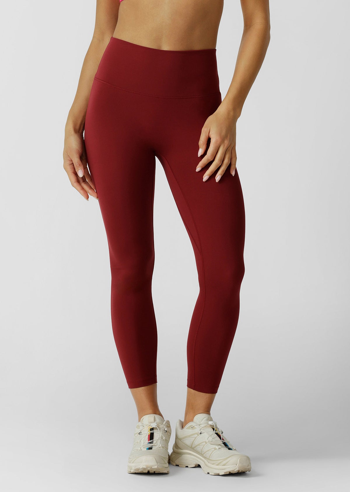 Lorna Jane Lotus No Ride Phone Pocket Ankle Biter Leggings - Cherry