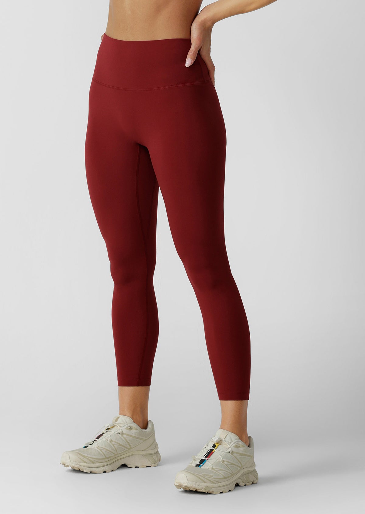 Lorna Jane Lotus No Ride Phone Pocket Ankle Biter Leggings - Cherry