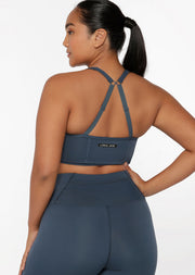 Lorna Jane Mesh Longline Bra - Pale Indigo