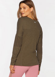 Lorna Jane Ultra Soft Long Sleeve Top - Pale Olive