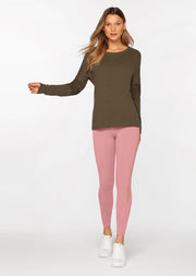 Lorna Jane Ultra Soft Long Sleeve Top - Pale Olive
