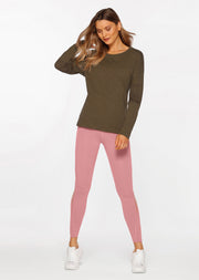 Lorna Jane Ultra Soft Long Sleeve Top - Pale Olive