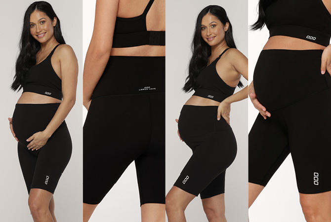 women wearing lorna jane maternity bike shorts for pregnancy