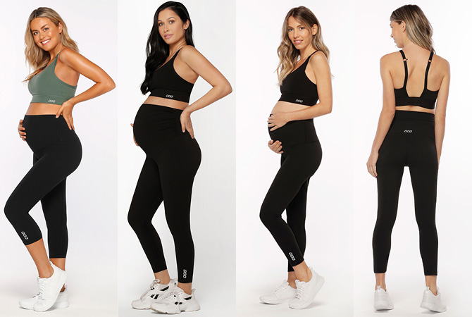 women wearing lorna jane maternity tights for pregnancy