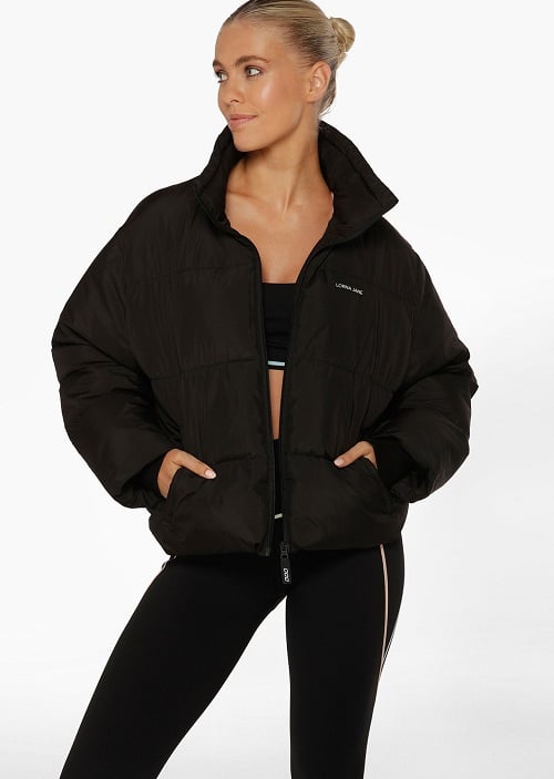 woman wearing a black puffer jacket