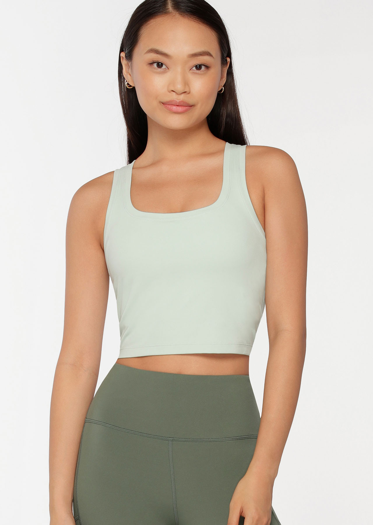 Ruched Cropped Active Tank | Cucumber | Lorna Jane NZ